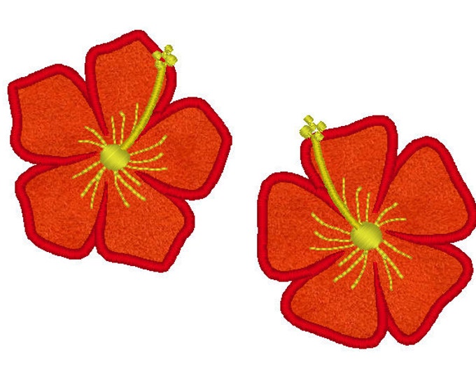 Hibiscus - machine embroidery designs, flower floral applique and fill stitch designs multiple sizes hoop 4x4, 5x7 and 6x10 INSTANT DOWNLOAD