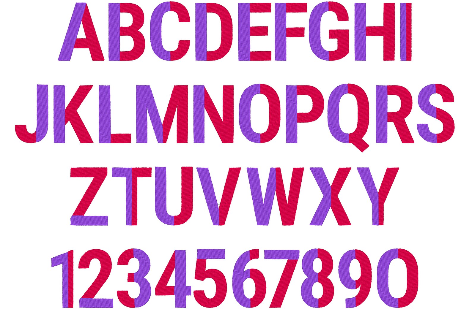 Duotone Font Narrow Fill Stitch 2 Color Font Duo Color Duotone Alphabet ...
