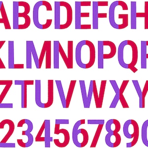 Duotone font narrow fill stitch 2 color Font Duo color Duotone alphabet machine embroidery designs 1.5 to 5 two colors duotone duo color