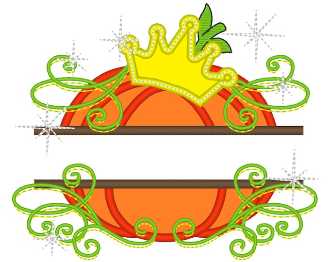 Split little Pumpkin Princess - machine embroidery applique designs for hoops 4x4, 5x7, 6x10 INSTANT DOWNLOAD