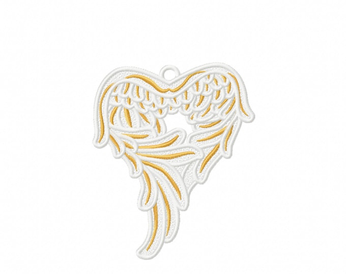 Angel wings FSL, Free standing lace angel wing Christmas decoration ornament machine embroidery designs for hoop 4x4, 5x7 assorted sizes