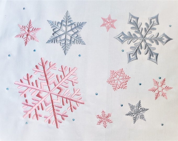 6 Snowflakes machine embroidery designs SET of 6 snowflake in assorted sizes mini delicate frozen Christmas snow snowflakes winter holidays