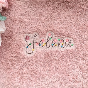 Floral pearl Font gigi handwriting type alphabet, line outline stitch, machine embroidery design, letters, punctuation marks, girly BX font
