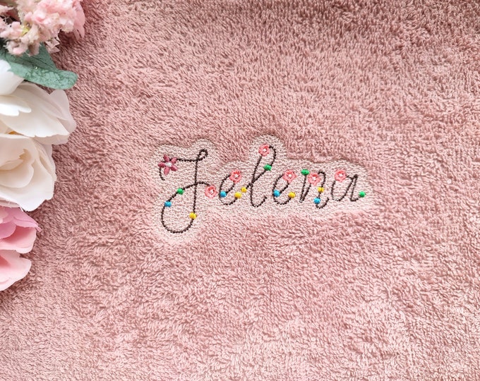 Floral pearl Font gigi handwriting type alphabet, line outline stitch, machine embroidery design, letters, punctuation marks, girly BX font