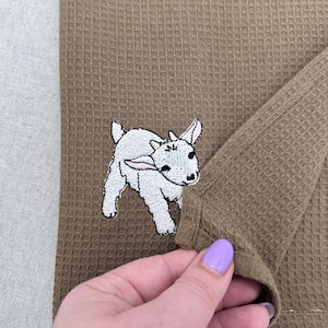Cute Playing Little Baby Goat kitchen dish towel Farm animal kids machine embroidery designs ITH project simply in the hoop