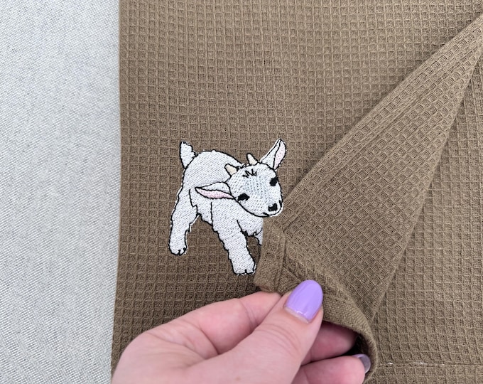 Cute Playing Little Baby Goat kitchen dish towel Farm animal kids machine embroidery designs ITH project simply in the hoop