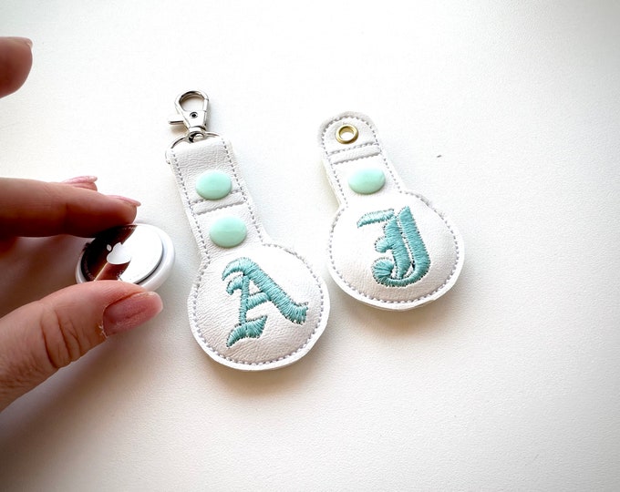 Old English Monogram Airtag holder case tab bag Special DiY Eyelet and Key Fob Snap Tab in the hoop machine embroidery designs
