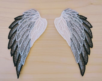 Golden angel lace wings FSL, Free standing angel wings embroidery designs 4x4 5x7 assorted sizes Used with water soluble stabilizer