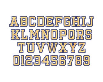 Double two stitch applique Athletic Sport High School Team Players machine embroidery designs Varsity Collegiate block type Font alphabet