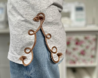 Cowboy Cowgirl Lasso Rope split side seam cutout side bow machine embroidery designs kids girls sweatshirt t-shirt outfit fringed tassel