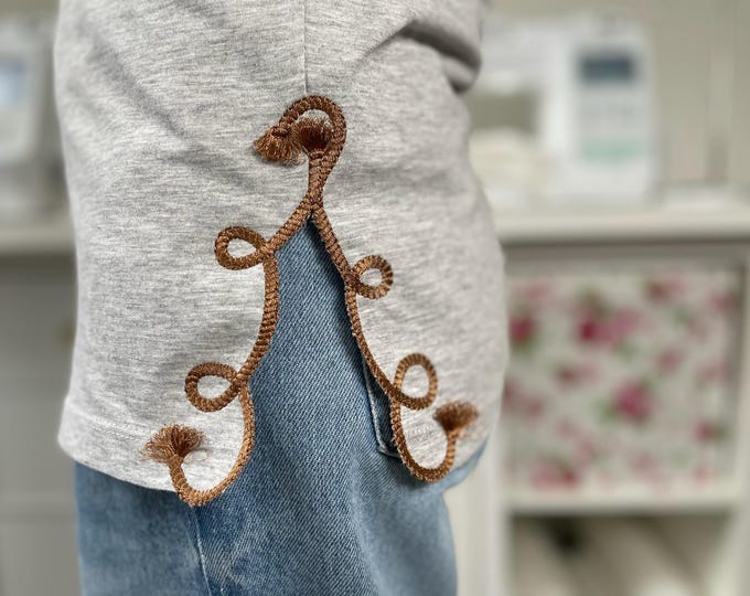 Cowboy Cowgirl Lasso Rope split side seam cutout side bow machine embroidery designs kids girls sweatshirt t-shirt outfit fringed tassel