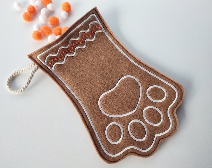 Christmas Stocking SET of 4 types simple felt in the hoop ITH project feltie machine embroidery designs Sock Paw Mitten Bone for advent