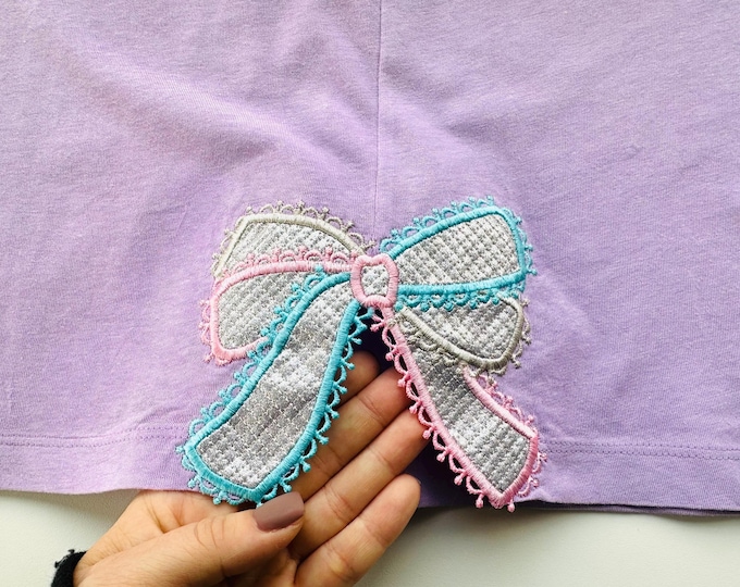 Lace Bow mini Applique machine embroidery designs Awesome FSL Lace checkered delicate heirloom ribbon Girly side bow split seam coquette