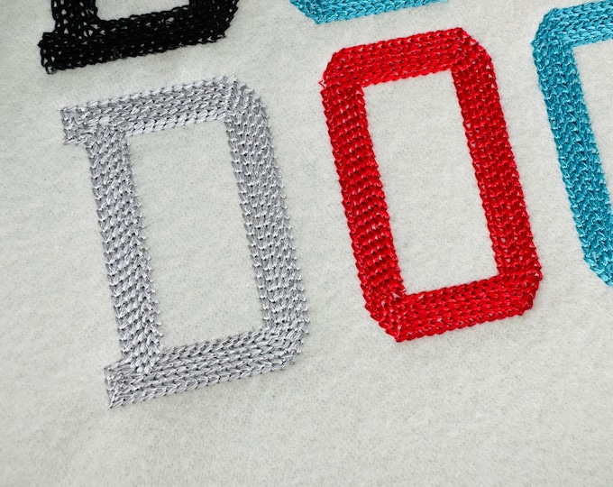 Chain Hand stitch effect Chain Varsity sport Athletic collegiate Font machine embroidery design Monogram alphabet letters chain texture, BX