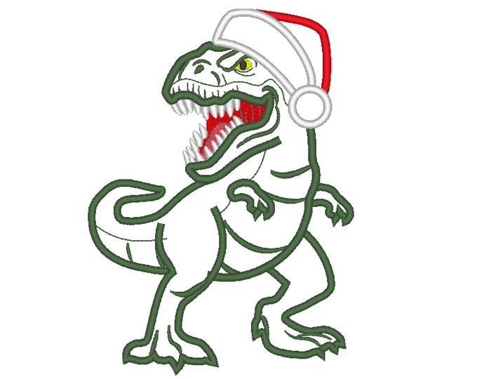 Indominus T-rex Christmas dinosaur santa hat Christmas tree machine  applique designs assorted sizes, for hoops 4x4, 5x7, 6x10