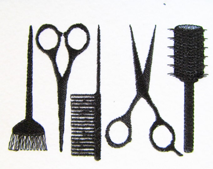 Hairdresser tools embroidery designs, collection  4x4, 5x7, 6x10