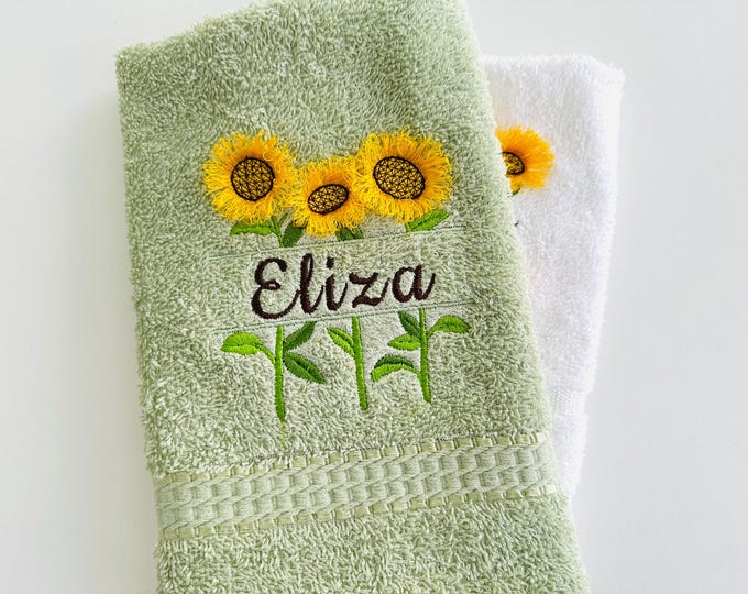 Split Sunflowers and mini Font SET Fringed Fluffy Fringe Sunflower machine embroidery designs divided Monogram name frame sizes 4, 4.5, 5 in