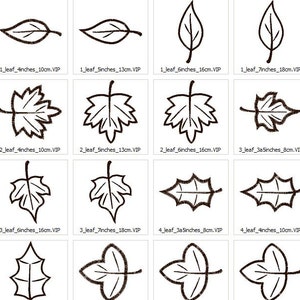 Einzelne Blätter Maschinenstickerei Applikation Designs, 5 Arten - mehrere Größen für Stickrahmen 10x10, 5x7 und 6x10, Welt Wald Blatt Applikation