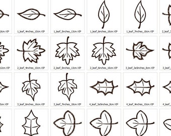 Single leaves machine embroidery applique designs, 5 types - multiple sizes for hoop 4x4, 5x7 and 6x10, earth day woodland leaf applique