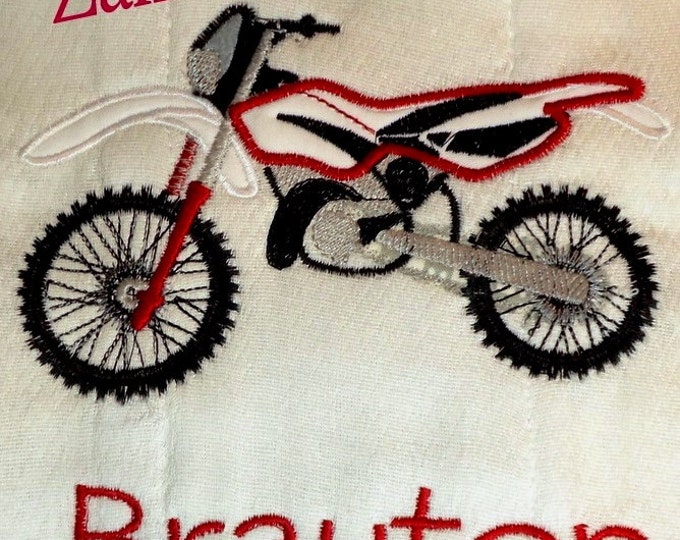 Bike Motorbike applique and fill stitch designs in multiple sizes machine embroidery designs for hoop 4x4 and 5x7 kids boys bike vehicle