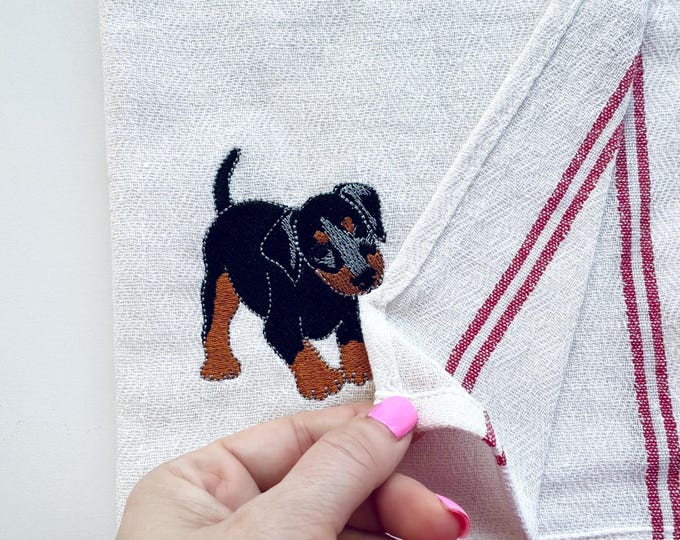 Cute Playing Little Doberman Puppy Dog Mama kitchen dish towel pet animal kids machine embroidery designs ITH project simply in the hoop