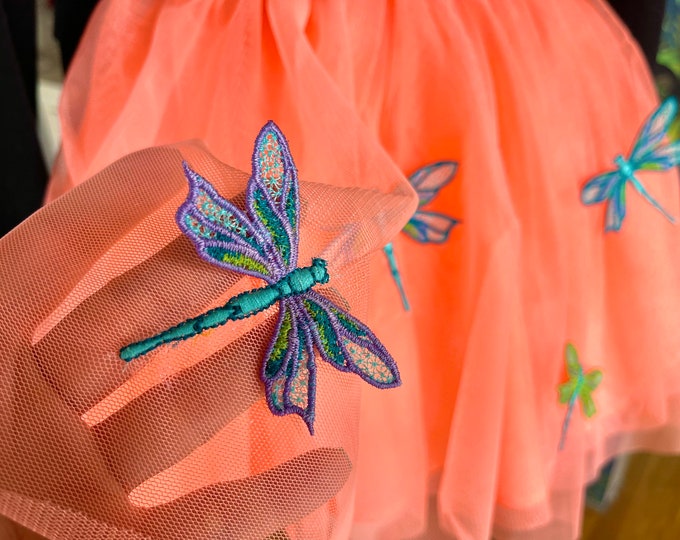 Dragonfly 3D three-dimensional embroidery 3D dimensional FSL Free standing lace machine embroidery designs in the hoop ITH for hoop 4x4