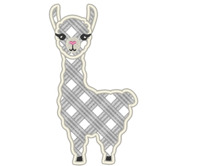 Gingham plaid Deer Llama applique Machine embroidery designs - 4, 5, 6, 7, 8 inches  INSTANT DOWNLOAD