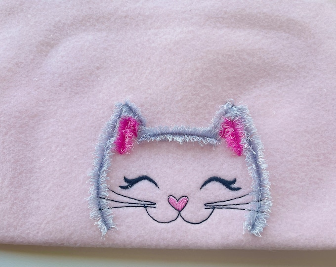 Peeking Fringe kitty fringed cat fur machine embroidery designs kitten baby kids Fringe chenille little cat pet in the hoop design