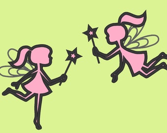 Simply Fairy applique silhouette outline 2 designs machine embroidery applique designs INSTANT DOWNLOAD for hoop size 4x4 and 5x7 fairy girl