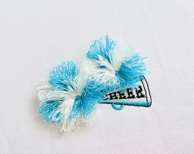 Cheerleader Pom Pom pom-poms Fringed Megaphone in the hoop ITH machine embroidery designs Awesome fluffy fur Cheerleader design for hoop 4x4