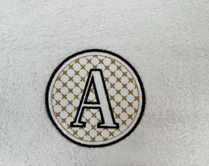 Embossed Classy Circle Monogram terry towel Font alphabet letters A-Z numbers 0-9 machine embroidery designs for hoop 4x4 5x5 6x6 gift idea
