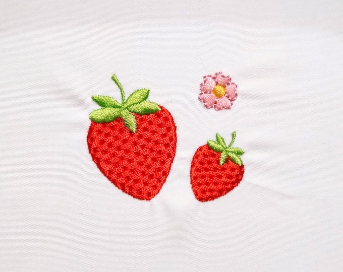 Mini strawberries Strawberry and mini flower, micro mini machine embroidery designs less than 1 inch and 2 inches, berry strawberry daisy