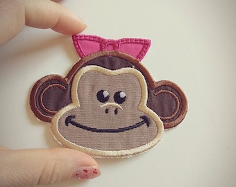 Funny monkey girl awesome patch - machine embroidery cute patch applique designs assorted sizes mini designs  INSTANT DOWNLOAD