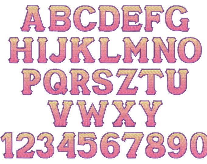 Graduate gradient Ombre FONT machine embroidery designs Rainbow monogram Iridescent alphabet letters and numbers sororities fraternities