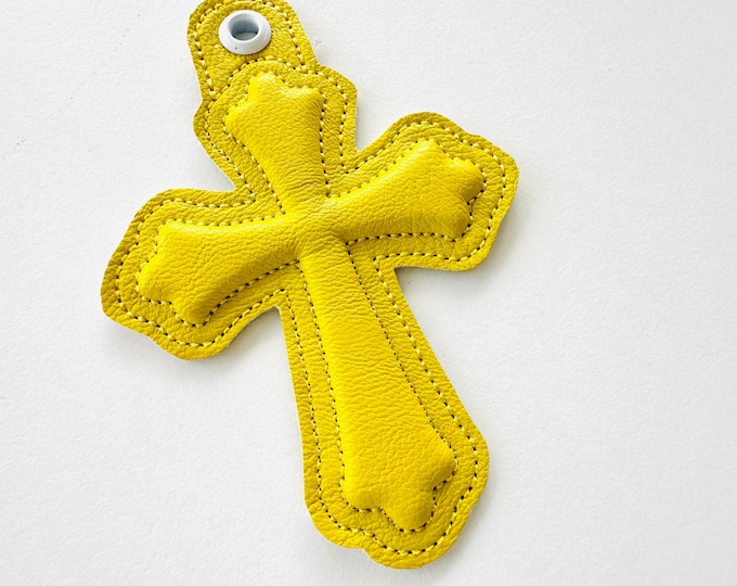 Special Puff Cross eyelet and key fob snap tab 3D Puffy Foam machine embroidery designs simply in the hoop ITH keychain Christian Cross