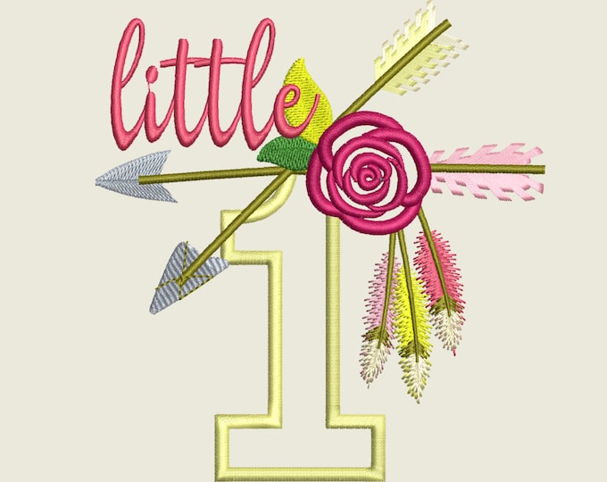 Little one with arrows embroidery designs - 4 and 5 Awesome Birthday Baby T shirt embroidery applique design