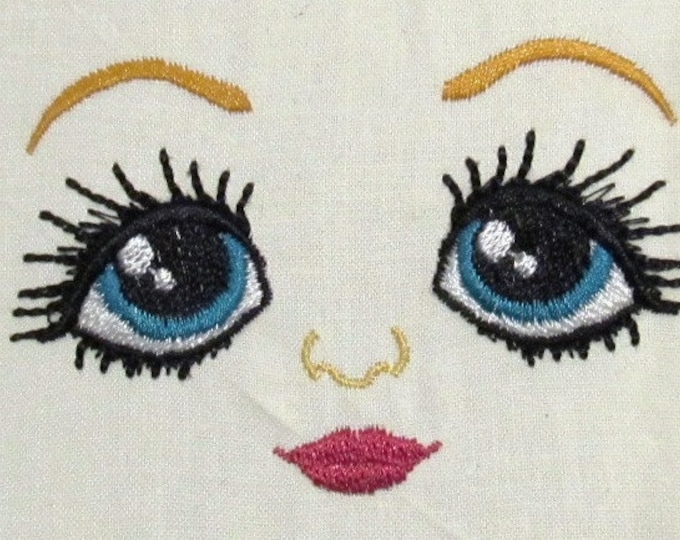 Dolls pretty faces - 6 types - big set for your soft toy - machine embroidery designs, complete faces and single elements INSTANT DOWNLOAD