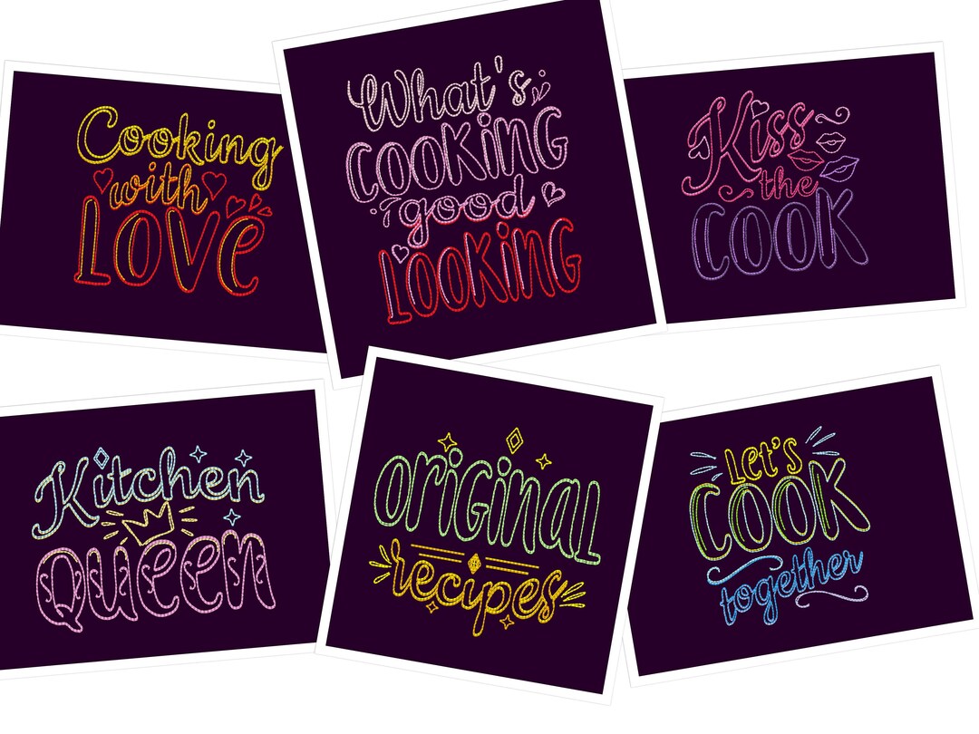 Kitchen Lovely Quotes - 6 Designs Pack, Machine Embroidery Designs ...