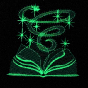 Magic Sparkle Book Glow in the dark special thread machine embroidery designs size for hoop 4x4 and 5x7 Book of Shadows kids magic fairytale