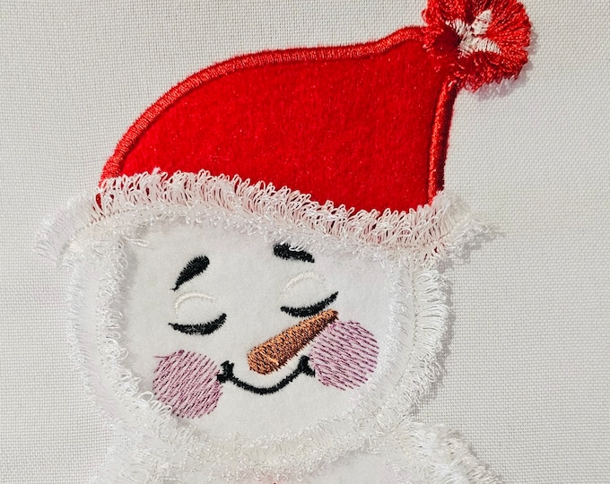 Cute Little Snowman Baby with Santa hat Applique machine embroidery designs Fringe fringed fluffy chenille Christmas fur design for kids