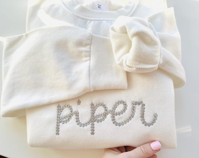 Extra Bold Chain stitch FONT Piper machine embroidery designs monogram handwritten script alphabet knit sweater effect sizes 1.7 to 4.7 in