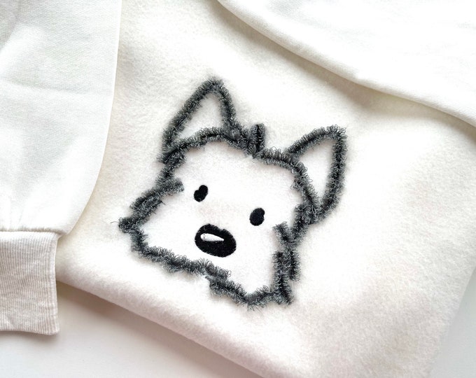 Fringed dog fringe Puppy fluffy Yorkie fur embroidery ITH in the hoop machine embroidery designs cute pet sizes 4 up to 5.5 inch dog mama