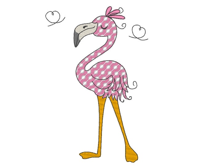 Polka dot Flamingo, flamingo machine embroidery designs flamingo for 4x4 5x7 and 6x10 INSTANT DOWNLOAD