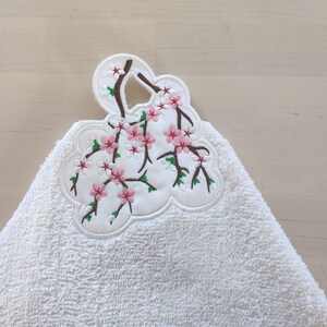 Cherry blossom floral flowers branch towel hanging hole towel topper In The Hoop machine embroidery design ITH project Towel topper hanger image 2