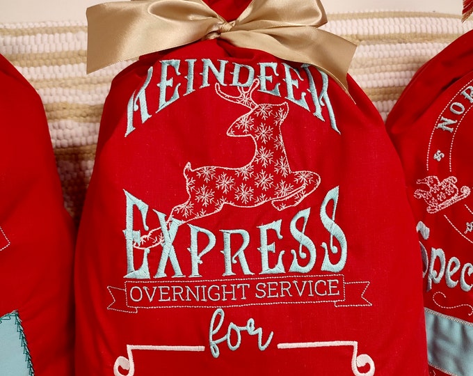 Custom 4x4 Santa mail Reindeer express Christmas sack stamp machine embroidery designs one type for hoop 4x4