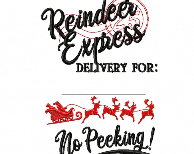 Reindeer express Christmas sack stamp machine embroidery designs assorted sizes 4x4 5x7 and 6x10 Christmas stocking