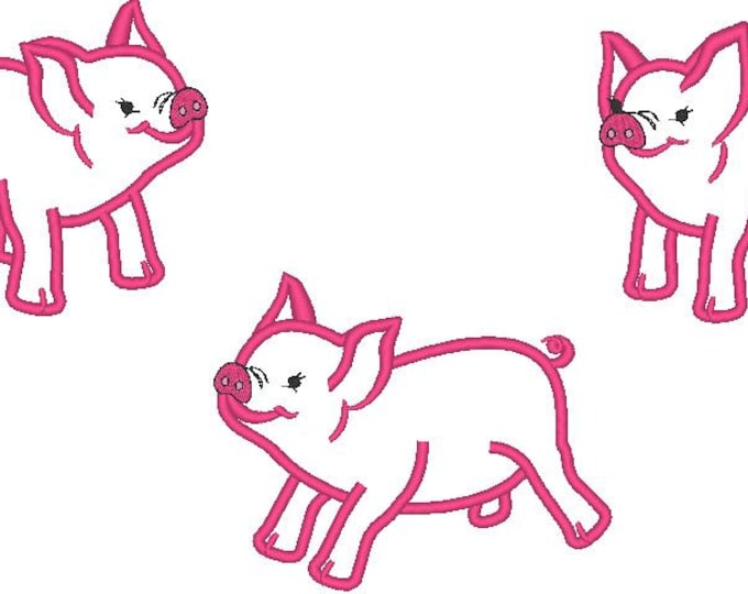 Funny cute pigs - 3 types - machine embroidery applique designs 4x4 and 5x7  INSTANT DOWNLOAD