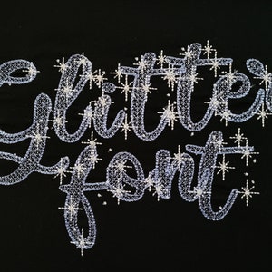Glitter sparkling FONT night starry sky alphabet kids girl princess name monogram machine embroidery designs in assorted sizes, BX included