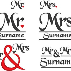 Mr and Mrs monogram wedding gift big monogramming set in assorted sizes, included font and BX, machine embroidery designs INSTANT DOWNLOAD