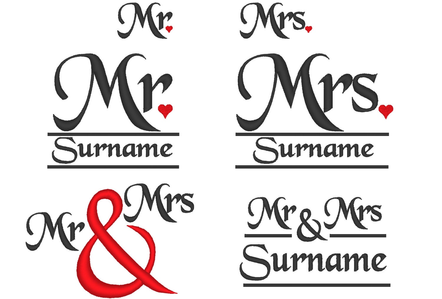 Mr and Mrs monogram wedding gift big monogramming set in assorted sizes, included font and BX